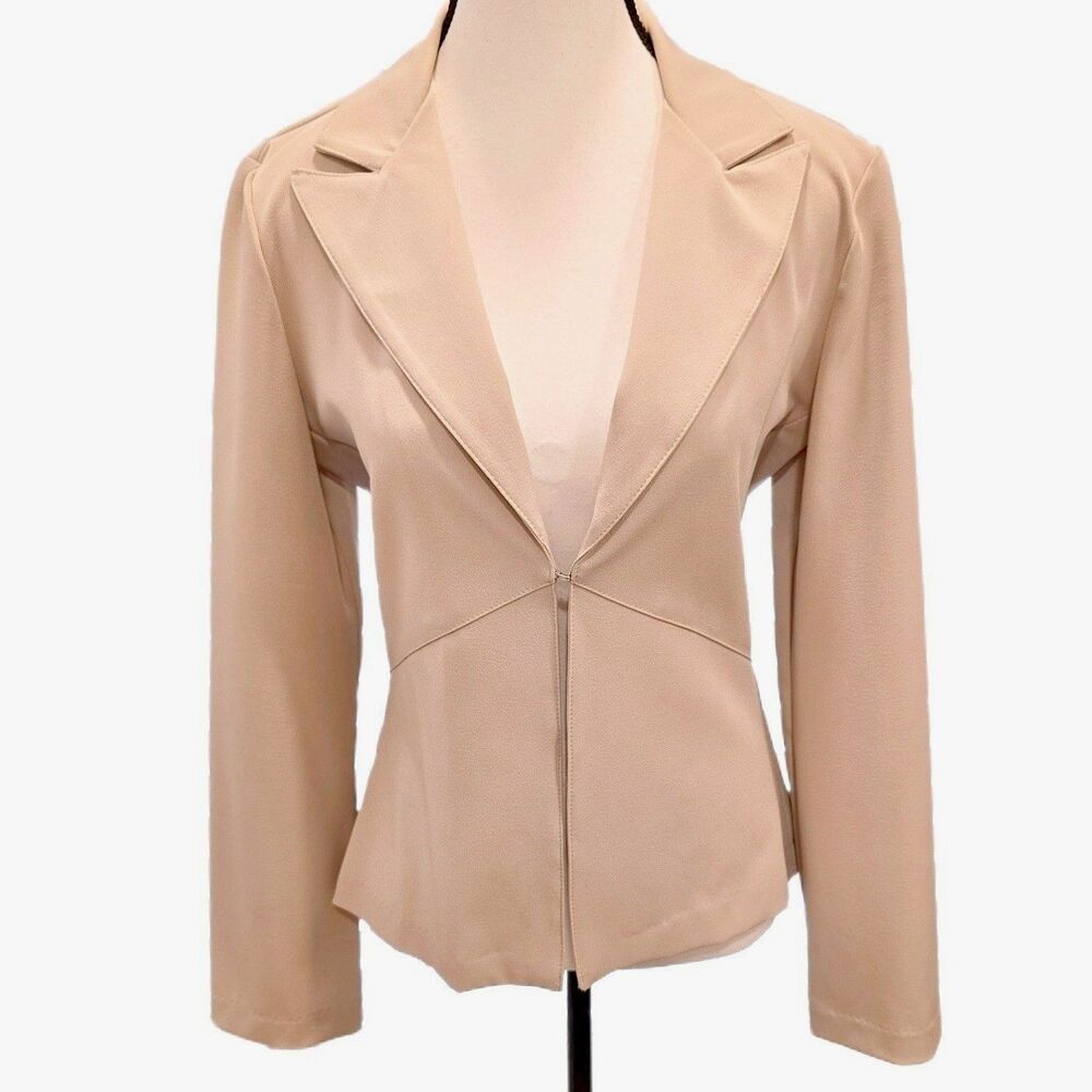 Vintage 90s A Byer Blazer Jacket Women M Tan Minimalist Career USA Made